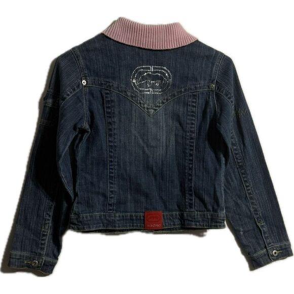 Ecko Unlimited Blue and Pink Cropped Jean Jacket - Picture 5 of 7